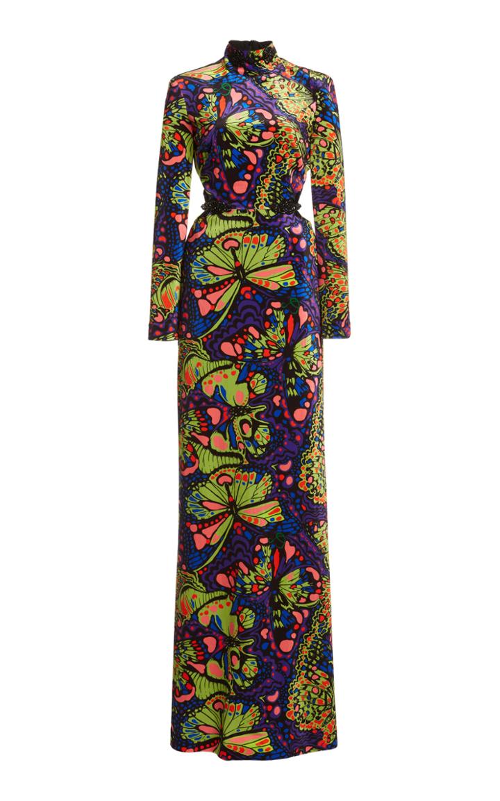 Moda Operandi Dundas Bead-detailed Cutout Printed Jersey Maxi Dress