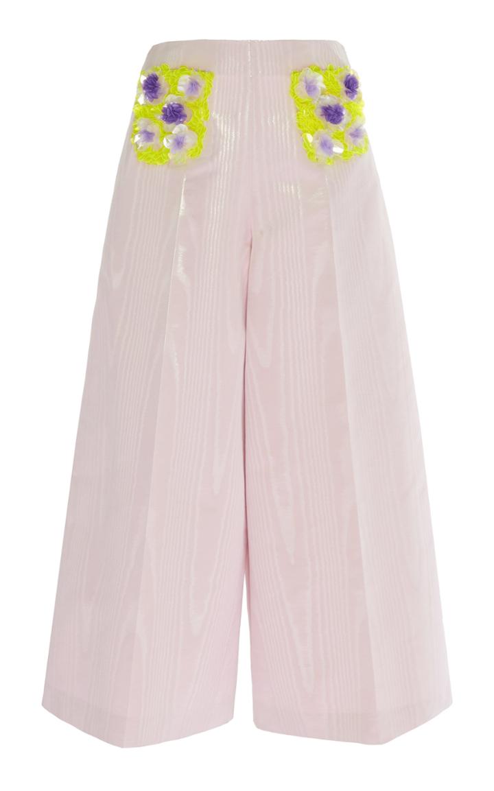 Delpozo Cropped Wide-leg Moir Pants