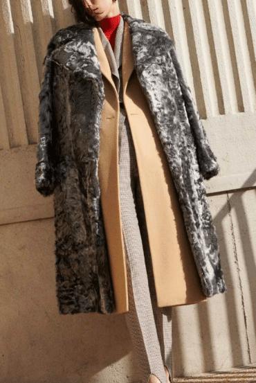 Givenchy Oversized Silver Lamb Coat