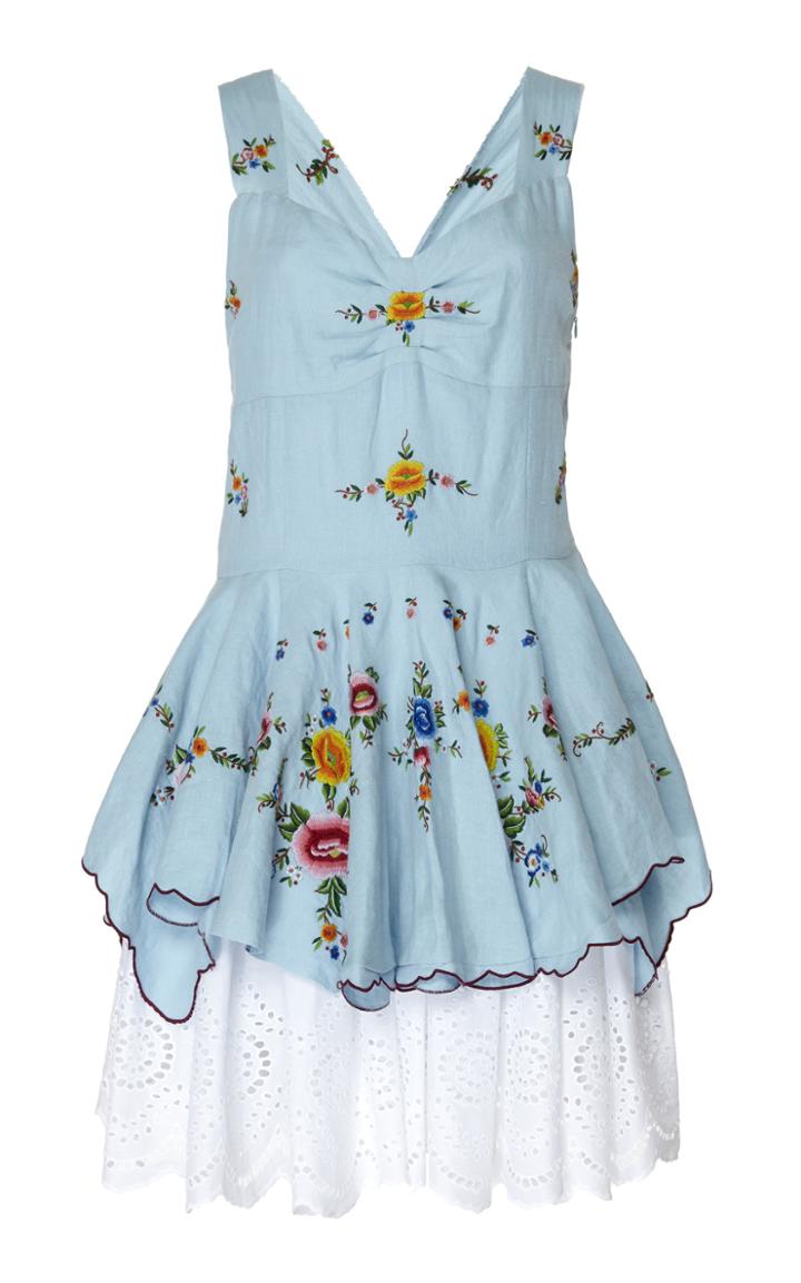 Nevenka The Dancers Peplum Floral-embroidered Cotton Blouse