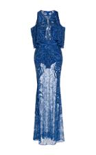 Elie Saab Embroidered Cutout Shoulder Gown