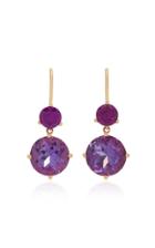 Jane Taylor 14k Rose Gold Rhodolite Garnet And Amethyst Double Drop Earrings