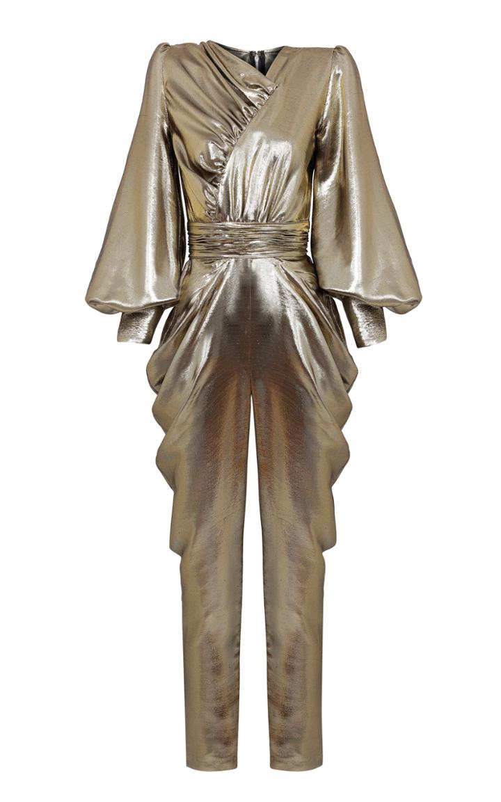 Moda Operandi Raisa Vanessa Puffed-sleeve Metallic Jumpsuit
