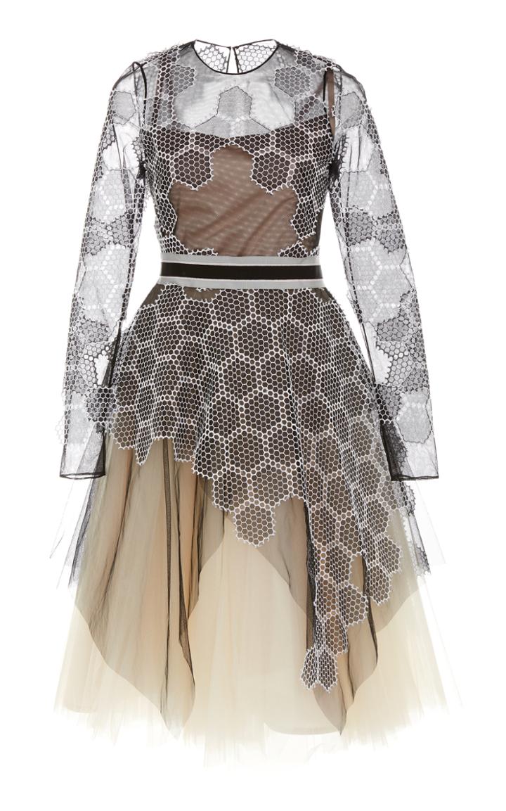 Bibhu Mohapatra Hexagon Embroidered Tulle Dress