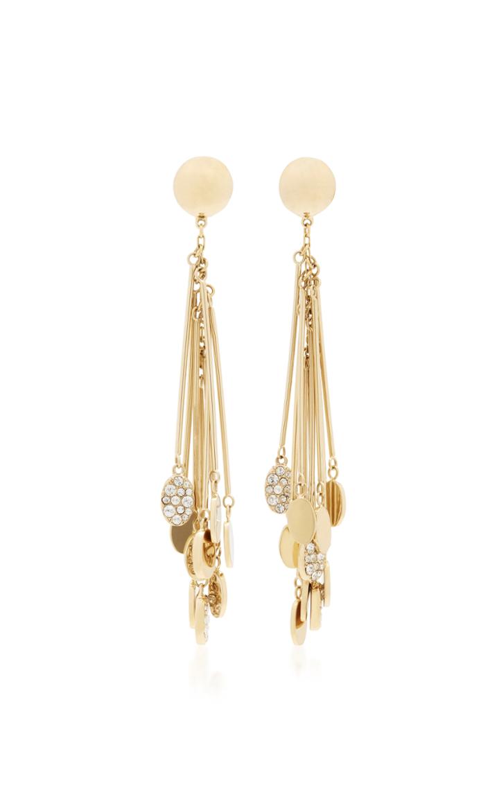 Sarah Magid Jewelry Fringe And Paiette Gold-plated Swarovski Crystal Drop Earrings