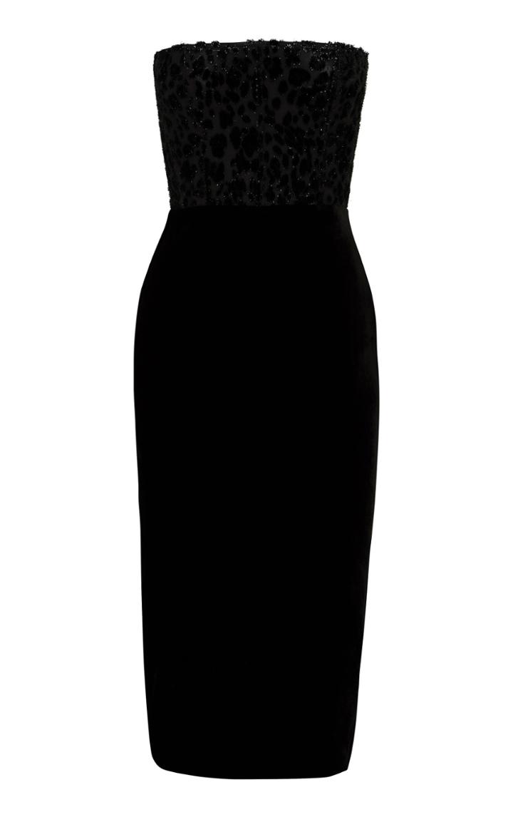 Alex Perry Huxley Velvet Leopard Devore Strapless Midi Dress