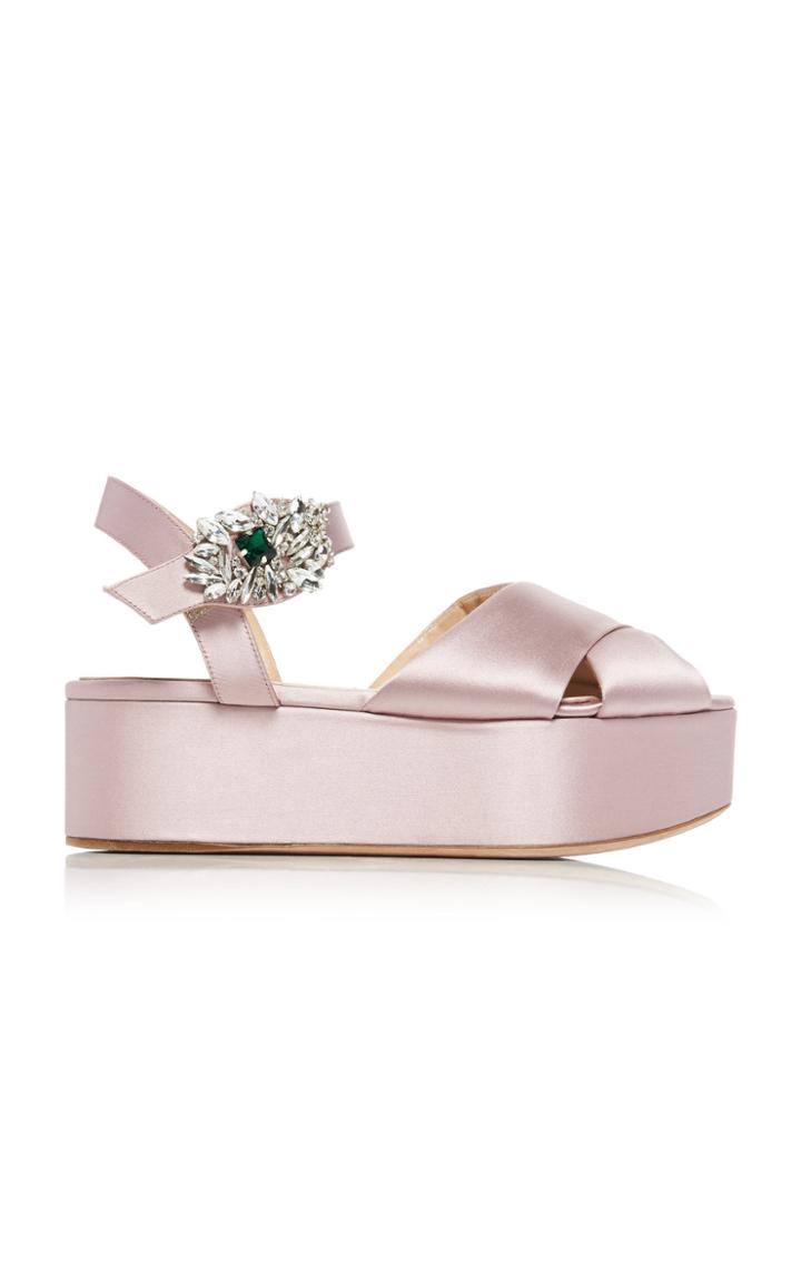 Moda Operandi Giambattista Valli Crystal-embellished Satin Platform Sandals Size: 36