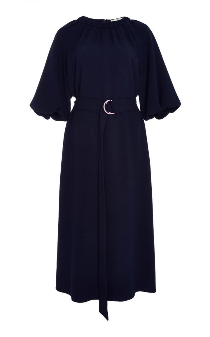 Tibi Shirred Neck Belted Dress