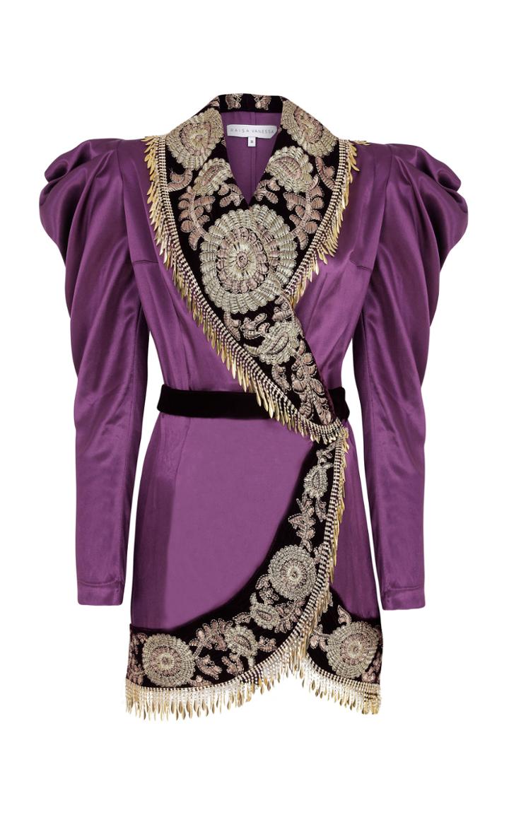 Moda Operandi Raisa Vanessa Fringed Satin Wrap Dress