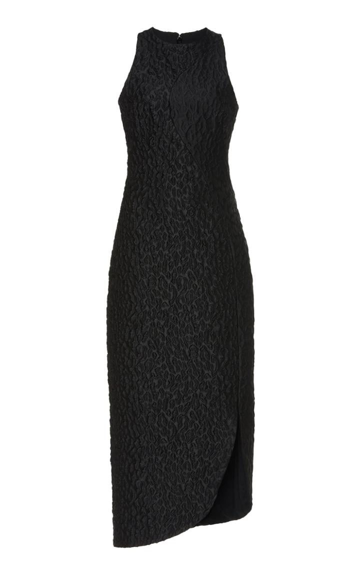 Brandon Maxwell Leopard Fil Coupe Asymmetric Midi Dress