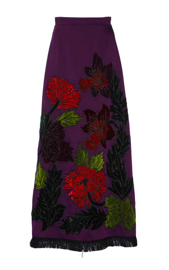 Andrew Gn Bead Embroidered Ankle Length Skirt