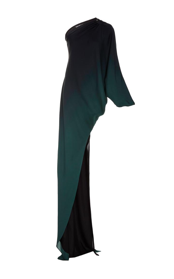 Oday Shakar Silk Georgette Ombre One Shoulder Gown