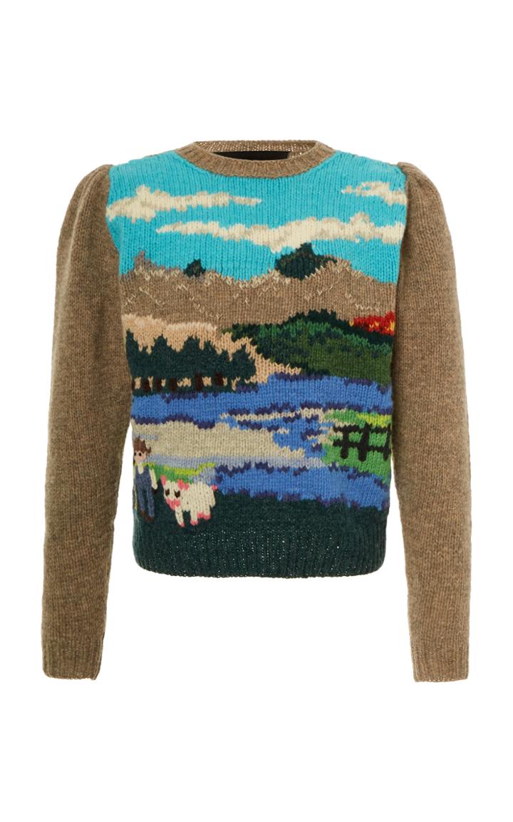 Moda Operandi Marc Jacobs Wool Intarsia-knit Puff-sleeve Sweater Size: Xs