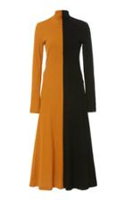Rosetta Getty Two-tone Cotton Turtleneck Midi Dress