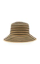 Eric Javits Dame Striped Grosrain And Straw Hat