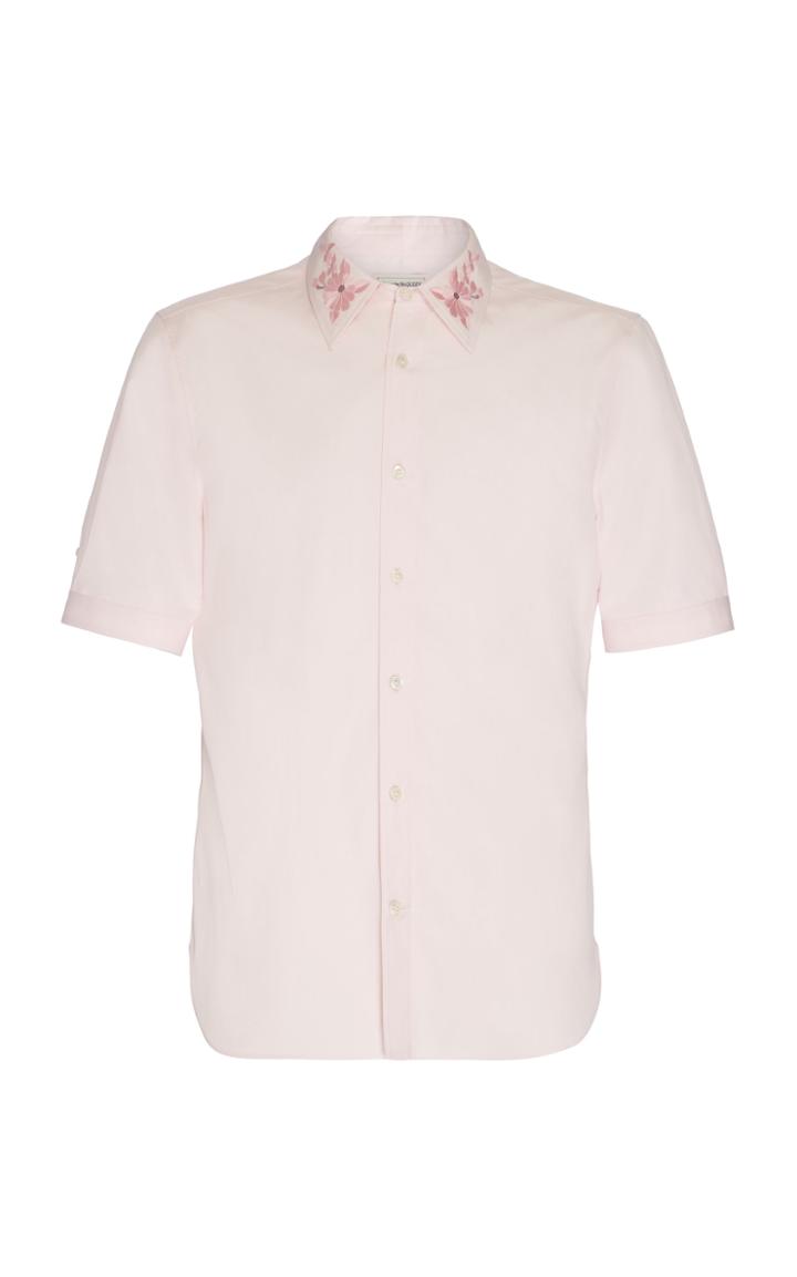 Alexander Mcqueen Floral-embroidered Cotton-poplin Shirt