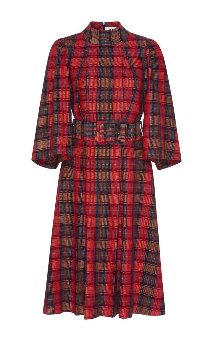 Kimhekim Inverted Pleats Tartan Dress