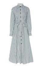 Evi Grintela Valerie Belted Striped Cotton-poplin Midi Dress