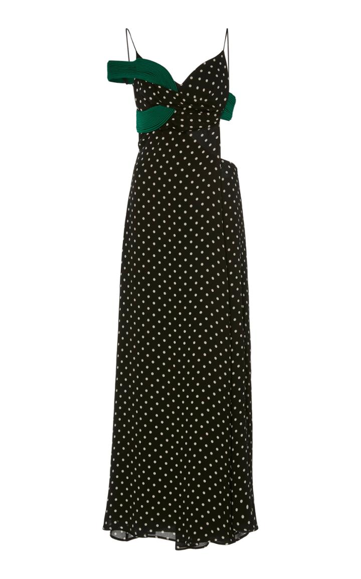 Moda Operandi Haider Ackermann Draped Polka-dot Chiffon Dress Size: 34