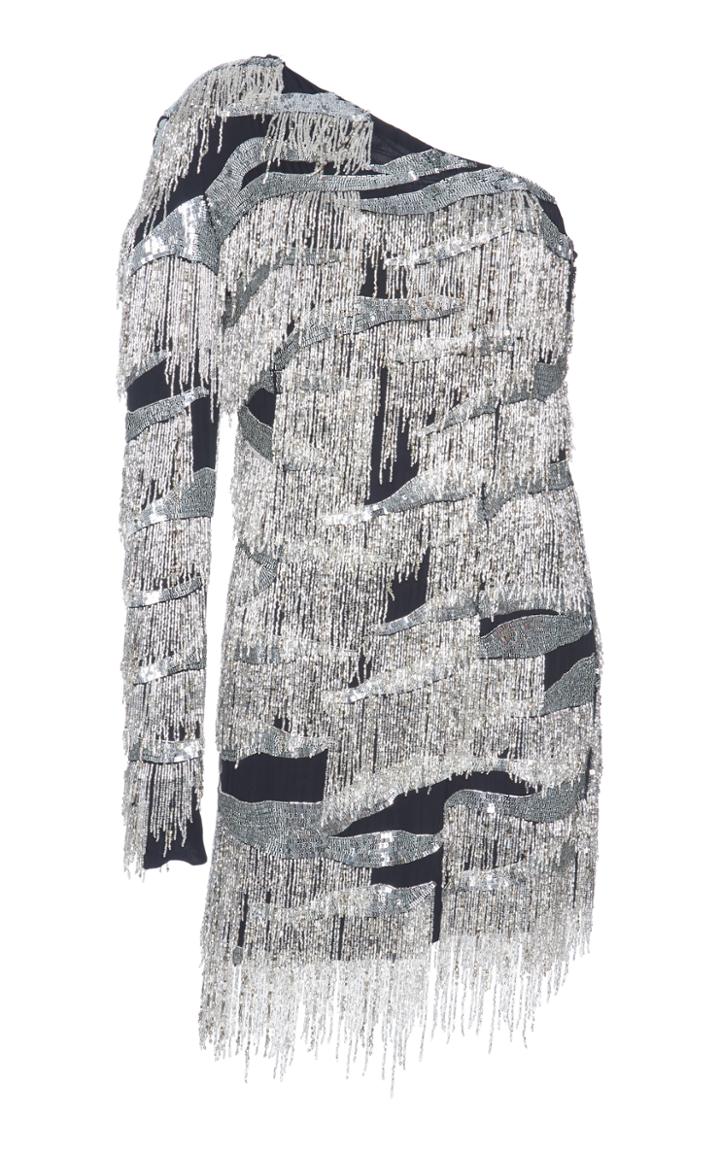 Dundas One Sleeve Fringe Dress