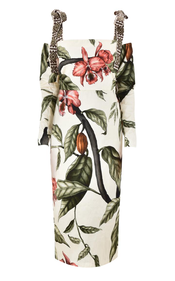 Moda Operandi Johanna Ortiz Dense Jungle Printed Organic Cotton Midi Dress