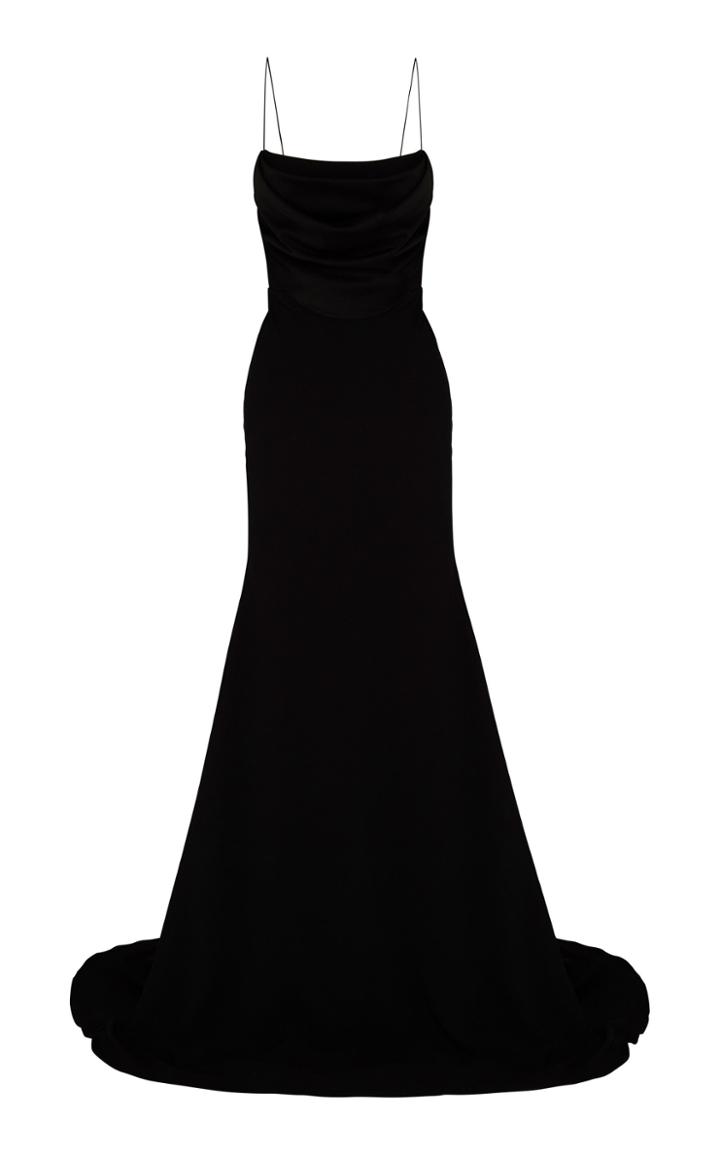 Alex Perry Clay Sleeveless Draped Satin Crepe Gown