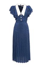 Moda Operandi Alessandra Rich Polka Dot Silk Dress With Ruffled Shoulders