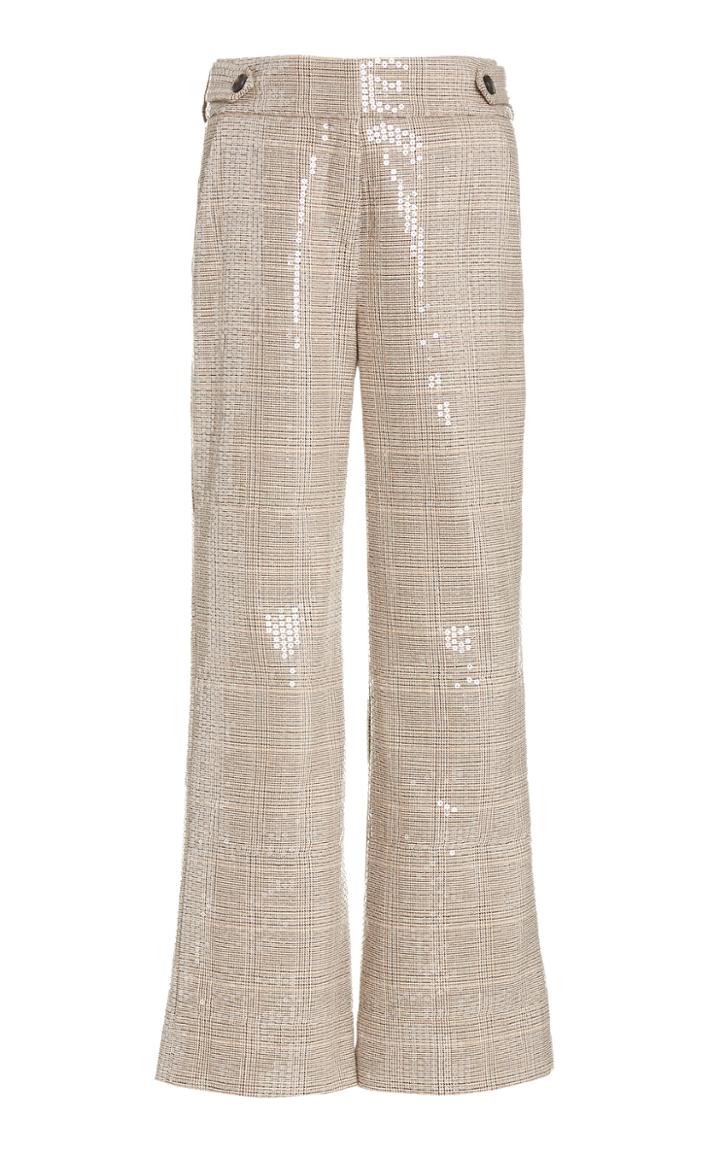 Moda Operandi Veronica Beard Aubrie Sequined Plaid Flared-leg Trousers