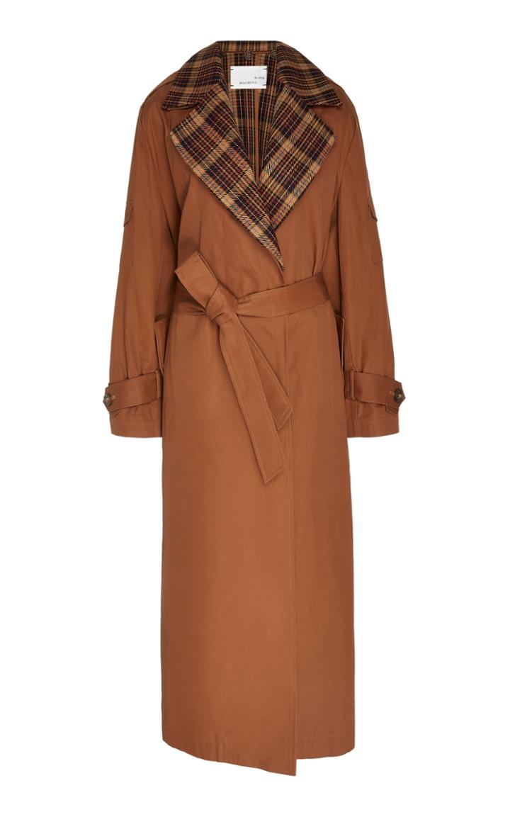 Bouguessa Checked Two Tone Long Trench