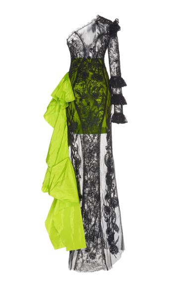 Dundas Swarovski Embellished One Shoulder Lace Dress