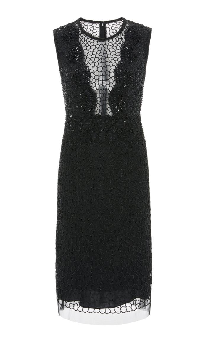 Joanna Mastroianni Sleeveless Scallop Embroidered Dress