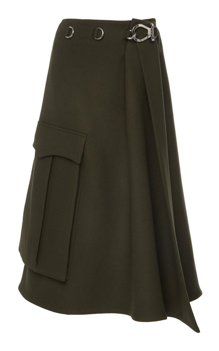 Prada High-waisted Wool Midi Wrap Skirt