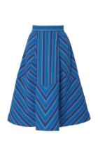 Rosie Assoulin Batman Striped Cotton Midi Skirt