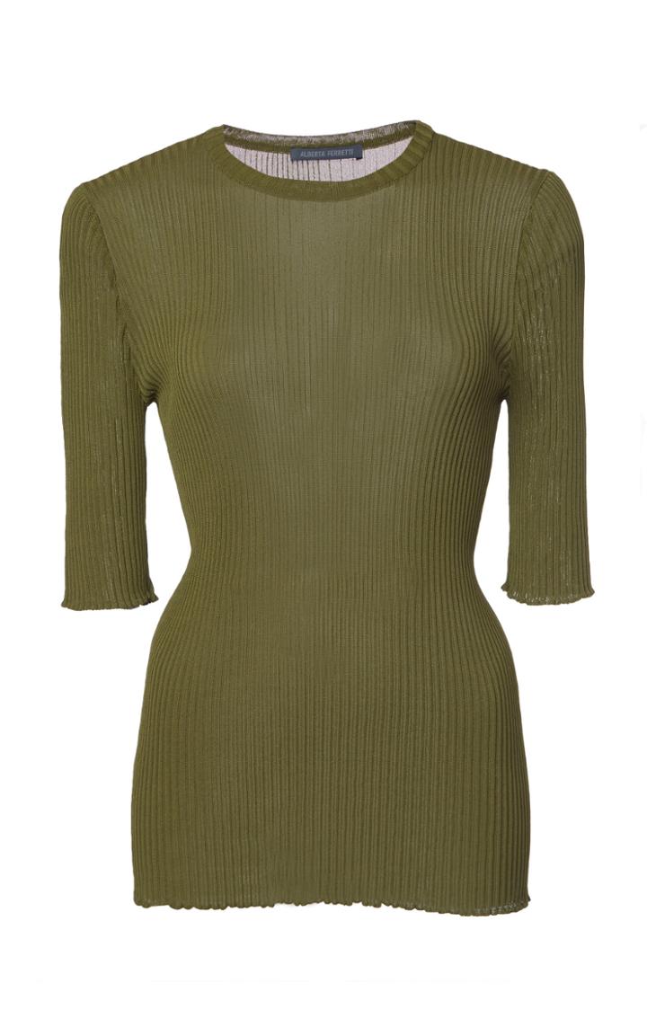 Moda Operandi Alberta Ferretti Viscose Blend Ribbed Top Size: 36