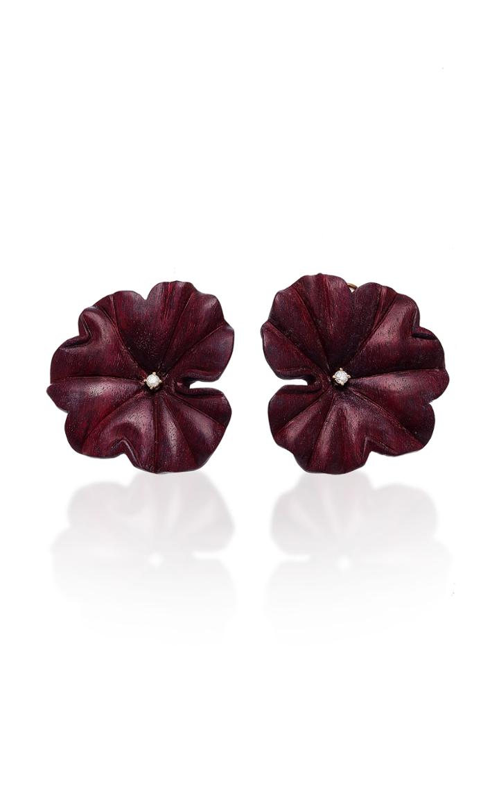 Silvia Furmanovich Marquetry Carved Purple Flower Earrings