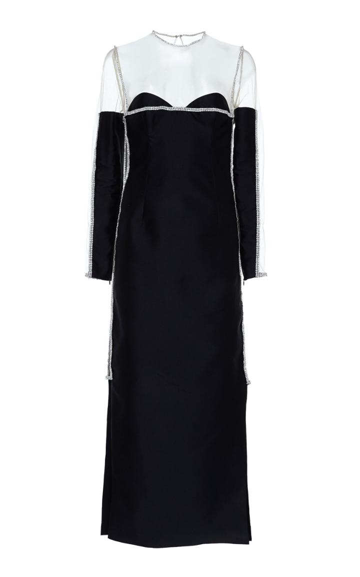 Sandra Mansour Cette Nuit Crystal-embellished Mikado Midi Dress