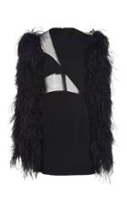 David Koma Asymmetrical Tulle And Feather Mini Dress