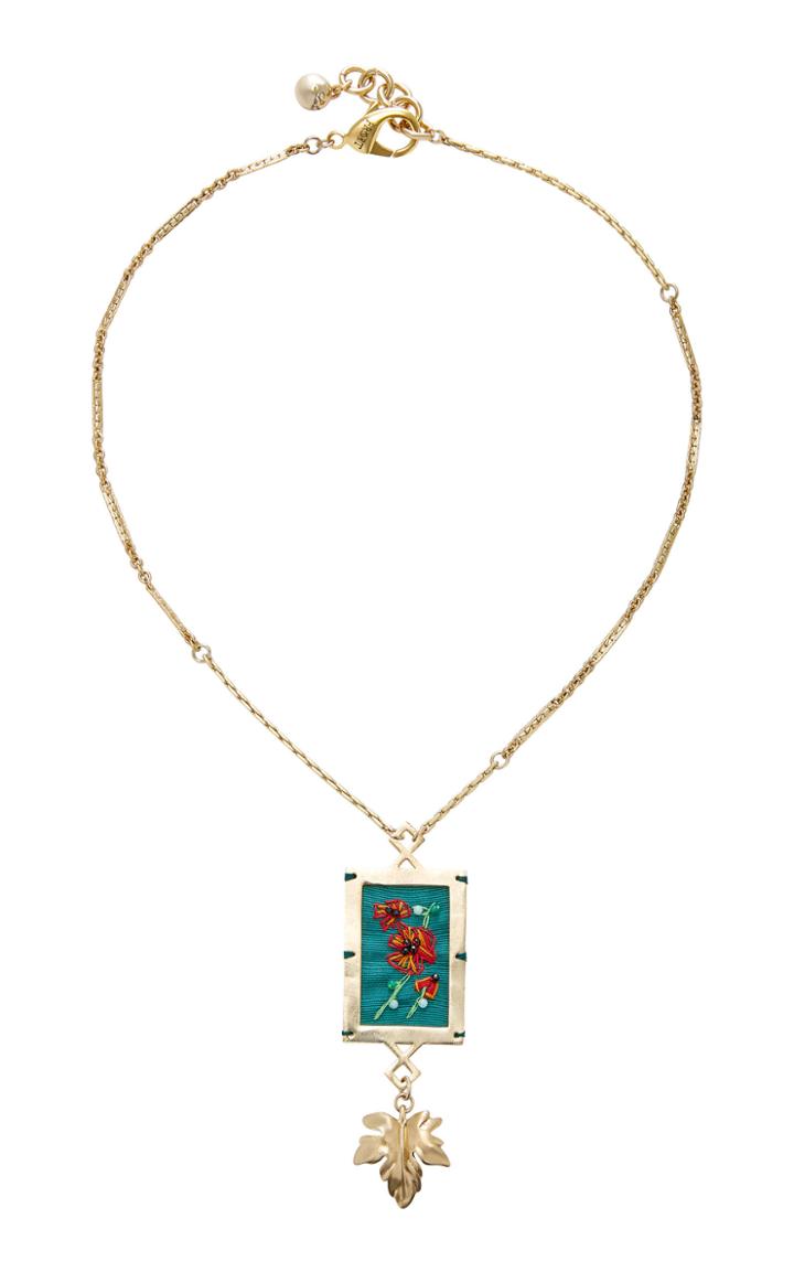 Lulu Frost Villa Hand-embroidered Gold-plated Brass Necklace