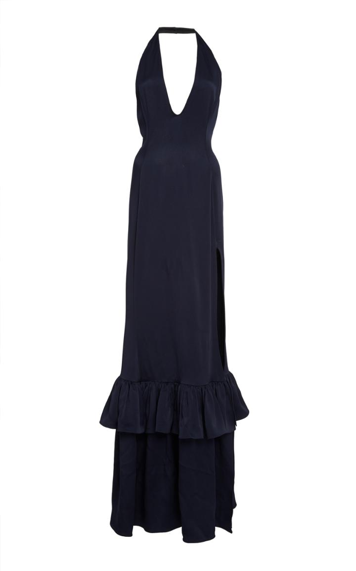 Frederick Anderson Satin Crepe Halter Gown