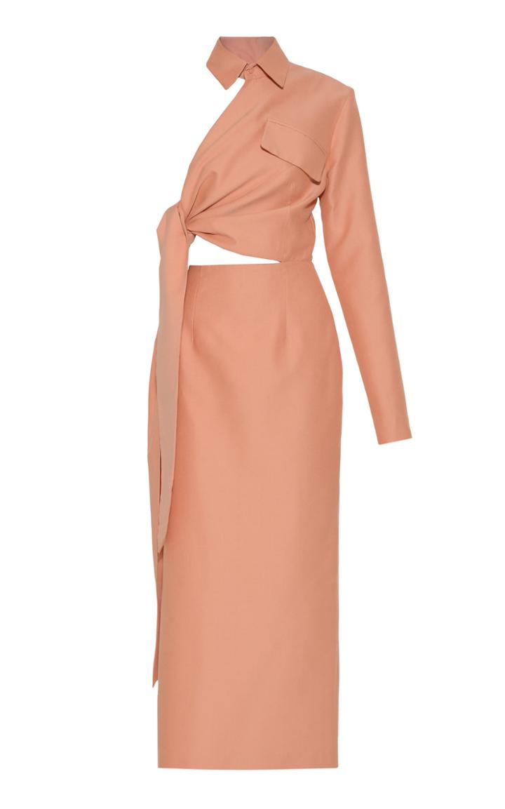 Aleksandre Akhalkatsishvili Side Wrap Collared Cotton Maxi Dress