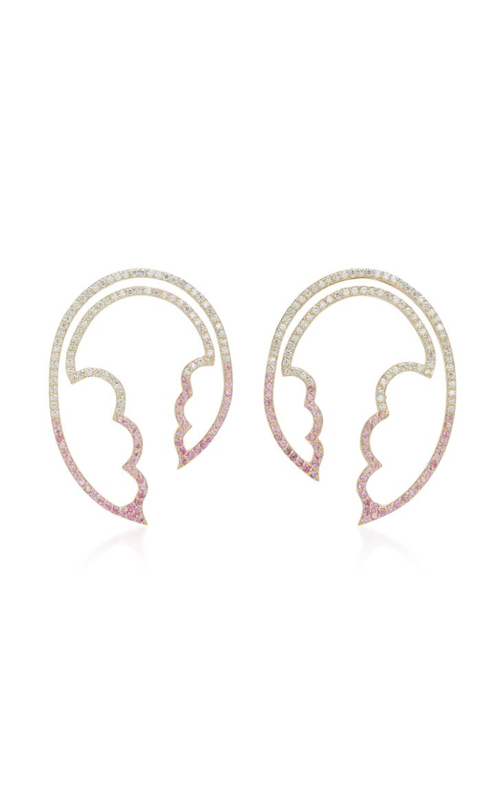 Ilana Ariel Jasmine 14k Gold Diamonds And Sapphire Earrings