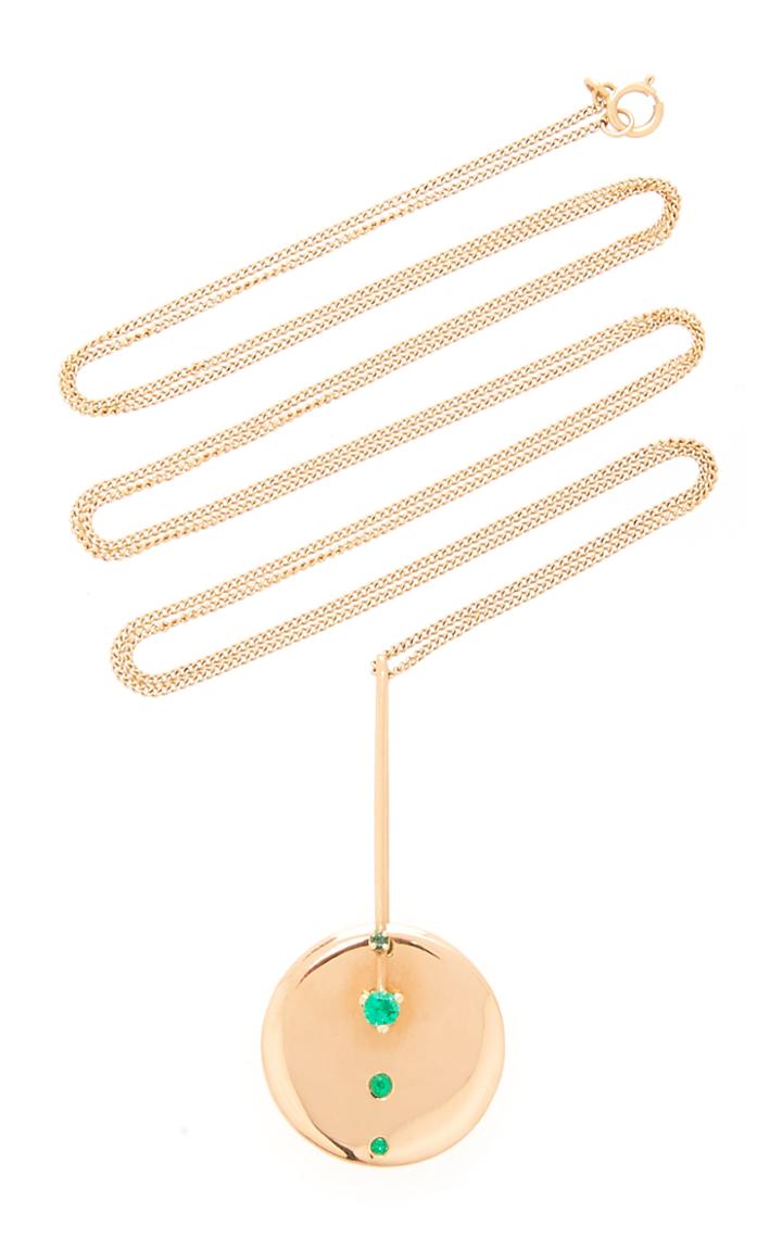 Wwake Gold Emerald And Opal Necklace