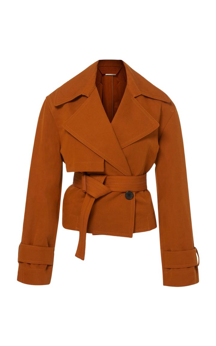 Vince Cropped Belted Linen-cotton Jacket