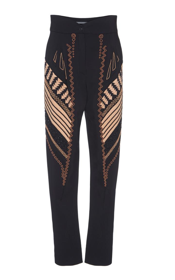 Alberta Ferretti Stretch Cady Embellished Trouser