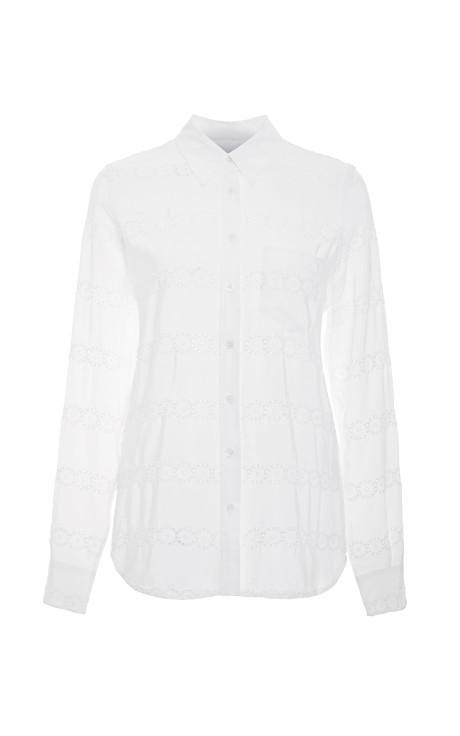 Equipment  Brett Striped Lace Silk Shirt Bright White
