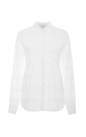 Equipment  Brett Striped Lace Silk Shirt Bright White