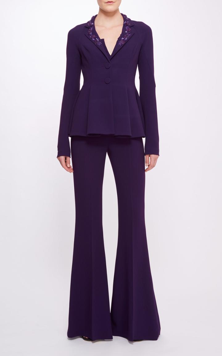 Moda Operandi Pamella Roland Stretch Crepe Jacket With Crystal Applique