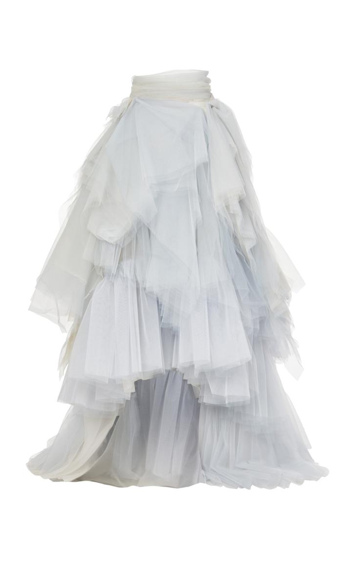 Maticevski Brushstroke Ruffled Tulle Maxi Skirt