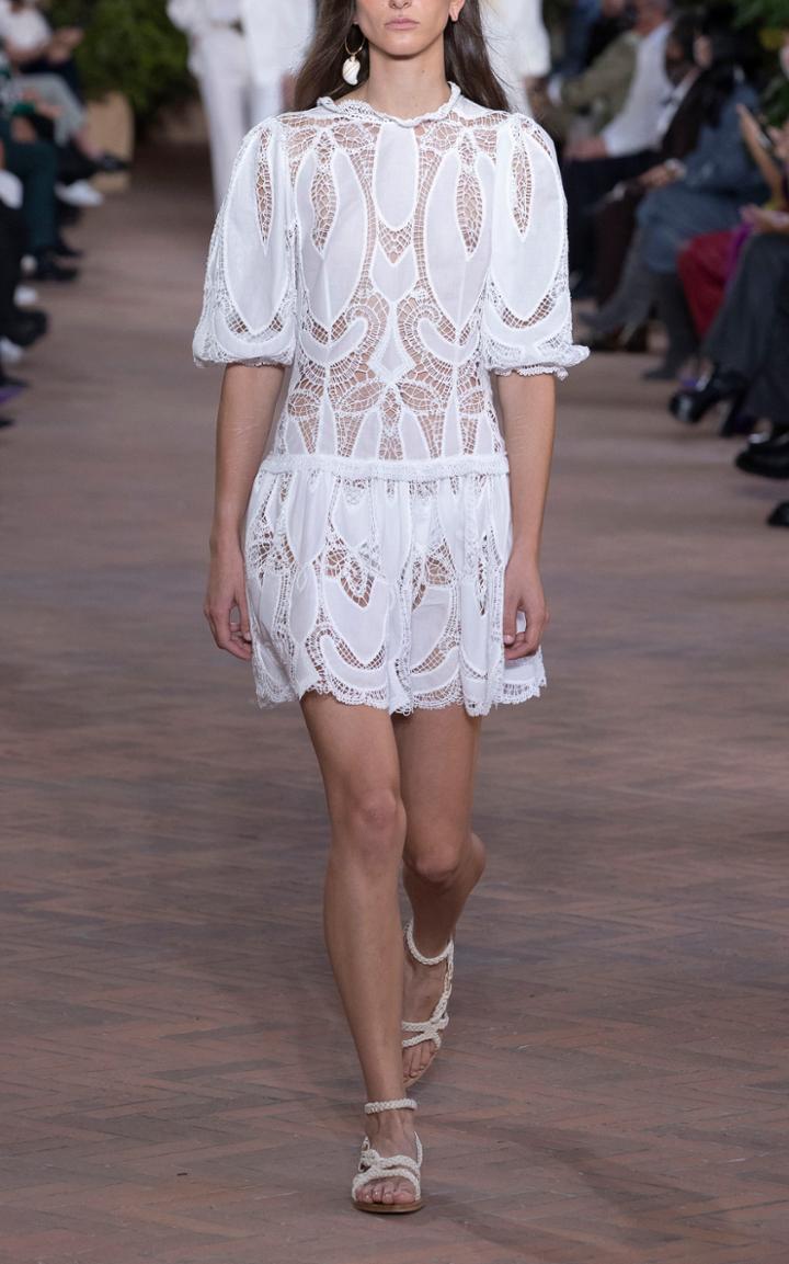 Moda Operandi Alberta Ferretti Embroidered Cotton Mini Dress