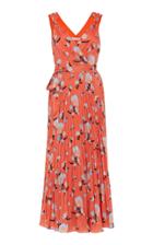 Self Portrait Pleated Floral-print Crepe Midi Dress
